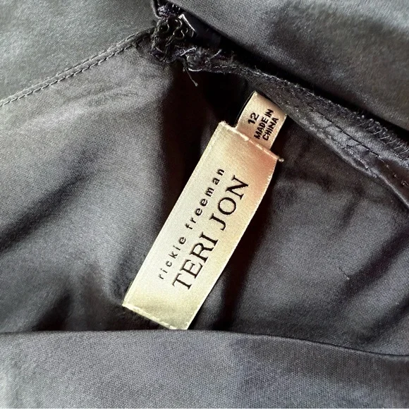 Rickie Freeman Teri John Silk Bead Embellished Silvery Blue Sleeveless Gown 12 - Picture 11 of 12